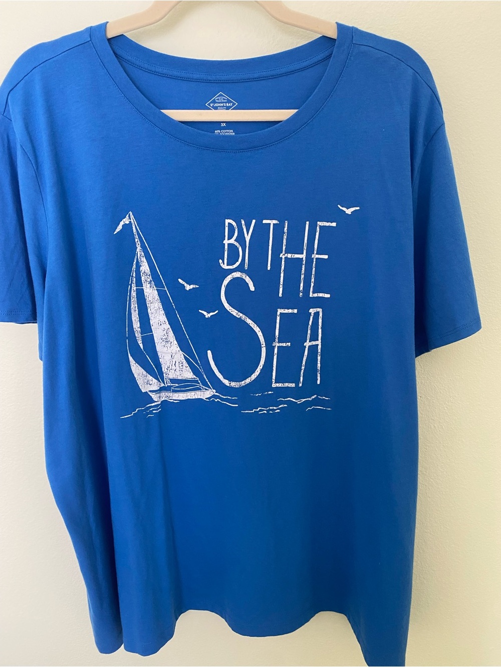St. John's Bay Blue 'By The Sea' Graphic Tee Size 3X NEW